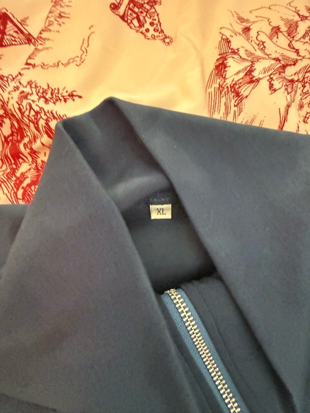 Scuba Fabric Half-Zip Pullover & Wide Leg Pant Set Teal, XL - Picture 12 of 14